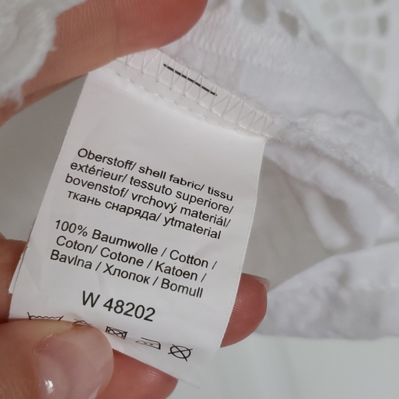 Alessa W white cotton eyelet bell sleeve blouse size 10 - Picture 3 of 6